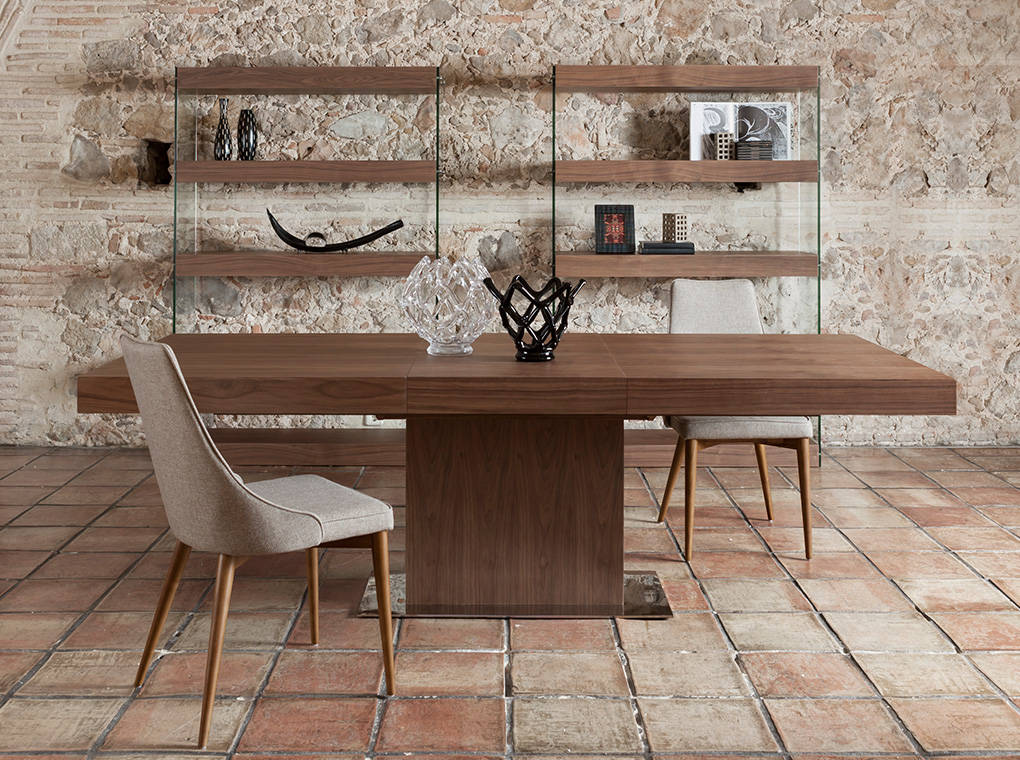 Masa extensibila de Dining din nuc cu suport metalic Angel Cerda