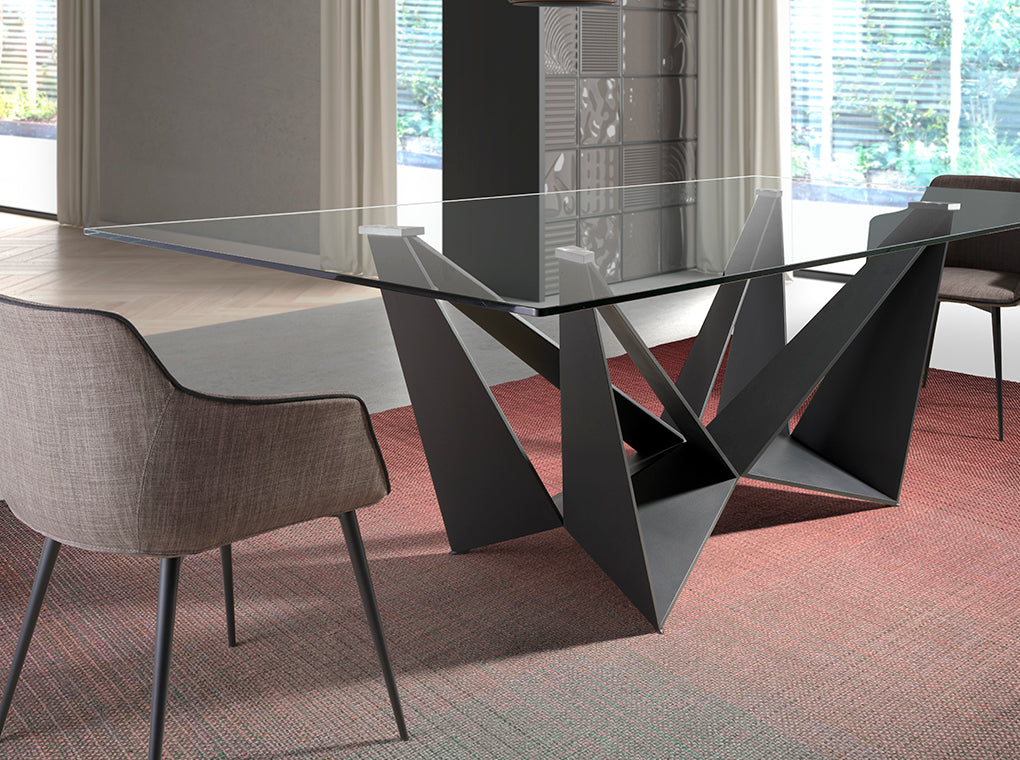Masa de Dining Rectangulara din Sticla cu Baza din Otel Angel Cerda