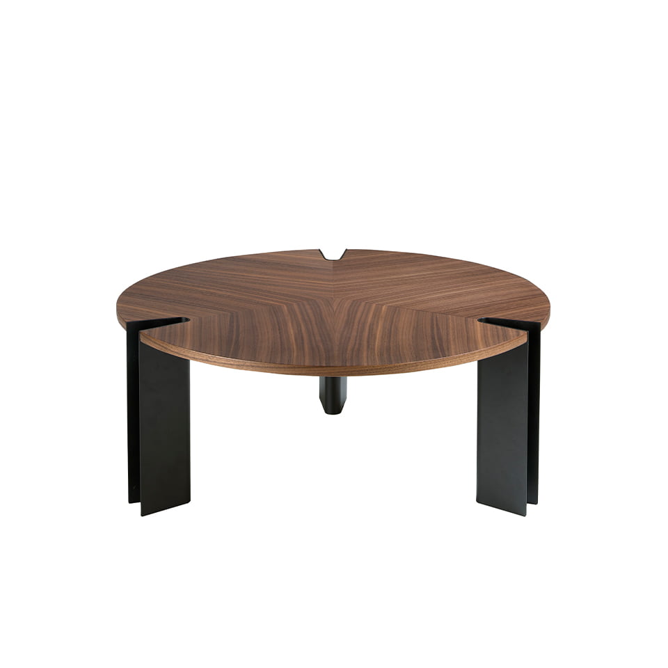 Masa de Cafea Rotunda din Furnir de Nuc si Otel Negru Angel Cerda