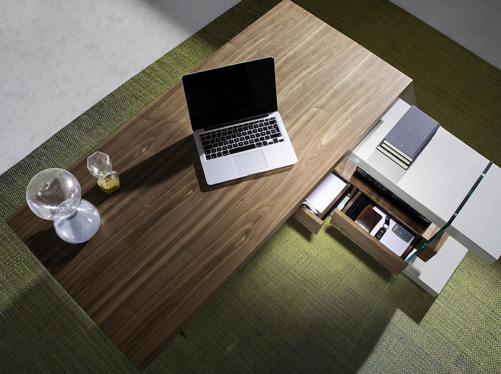 Birou de Design Modern din Nuc si Sticla Angel Cerda