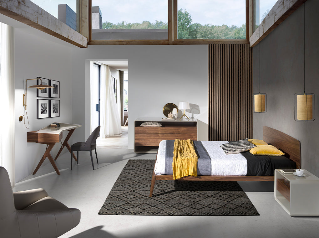 Birou din Nuc cu Blat MDF Gri Perlat Angel Cerda