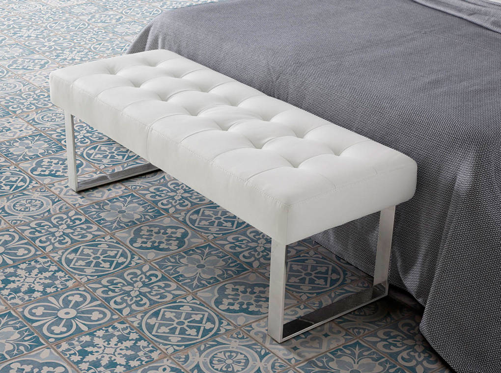 Bancheta alb din eco-piele cu design modern Angel Cerda