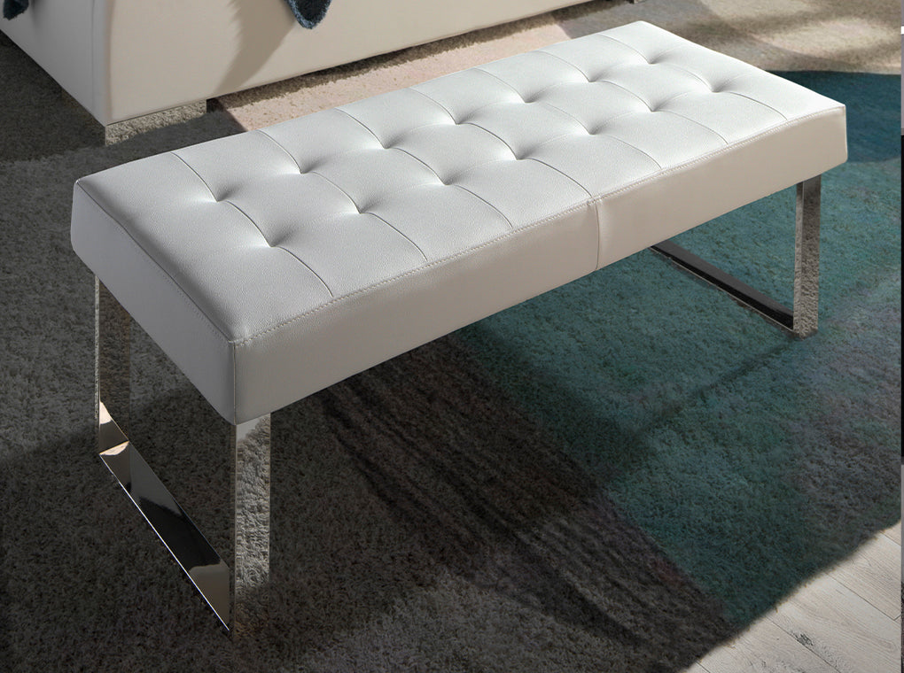 Bancheta alb din eco-piele cu design modern Angel Cerda