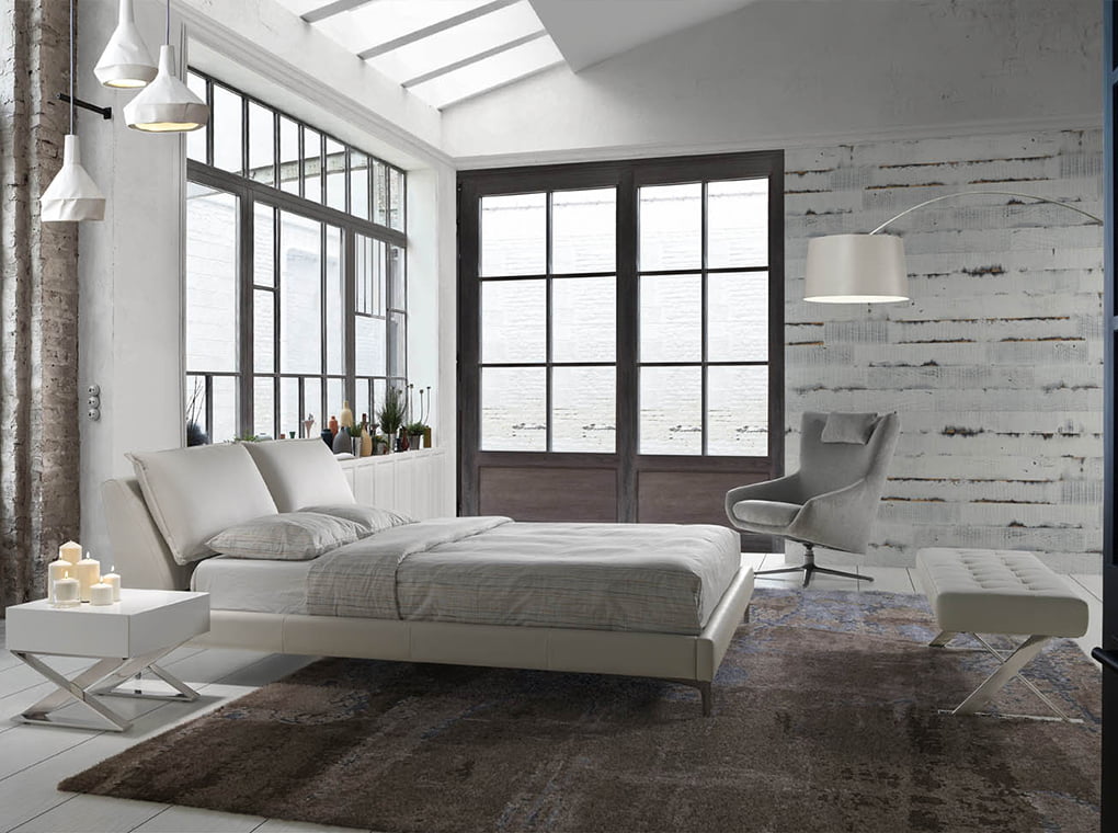 Bancheta alb din eco-piele cu design modern Angel Cerda