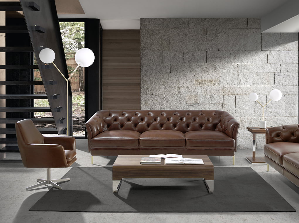 Fotoliu de Birou Pivotant Tapitat cu Piele Angel Cerda