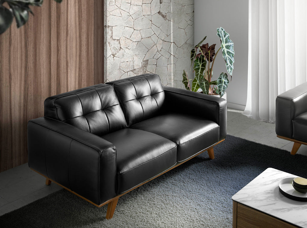 Canapea Neagra din Piele de Vaca cu Design Modern Angel Cerda
