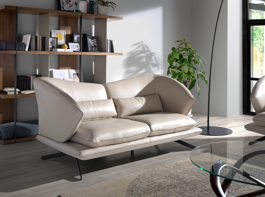 Canapea de Design Modern Tapitata in Piele Gri Taupe Angel Cerda