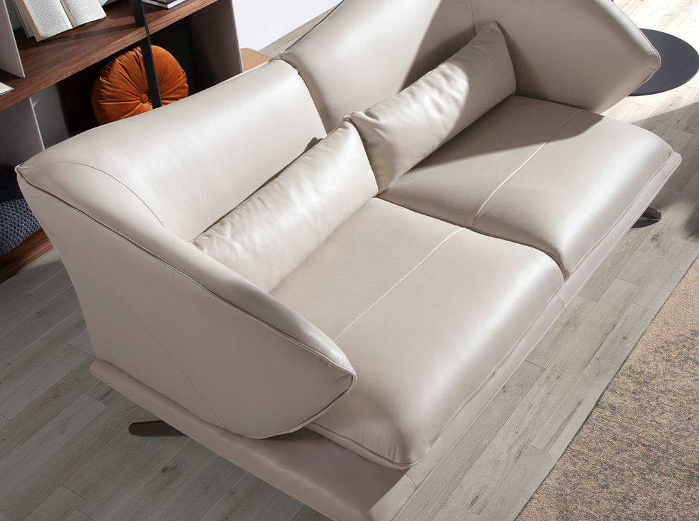 Canapea de Design Modern Tapitata in Piele Gri Taupe Angel Cerda