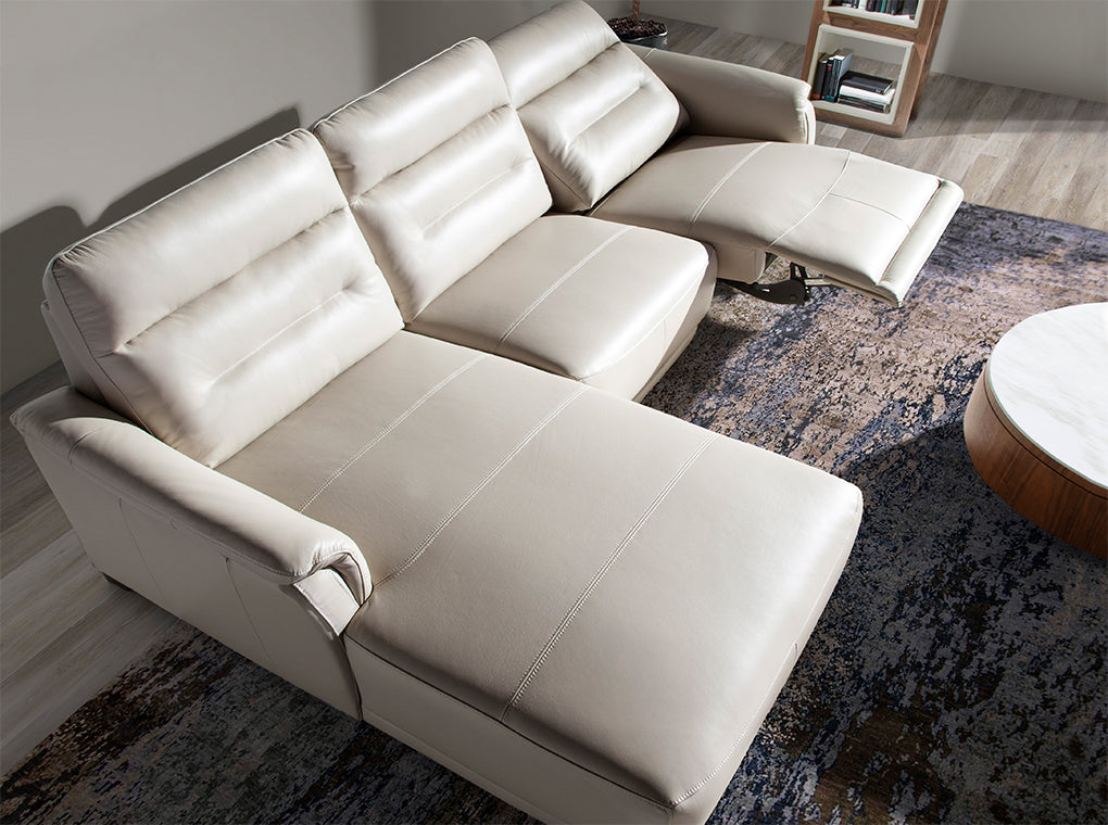 Canapea Chaise Longue Colt Dreapta Tapitata in Piele cu Mecanism de Relaxare Angel Cerda