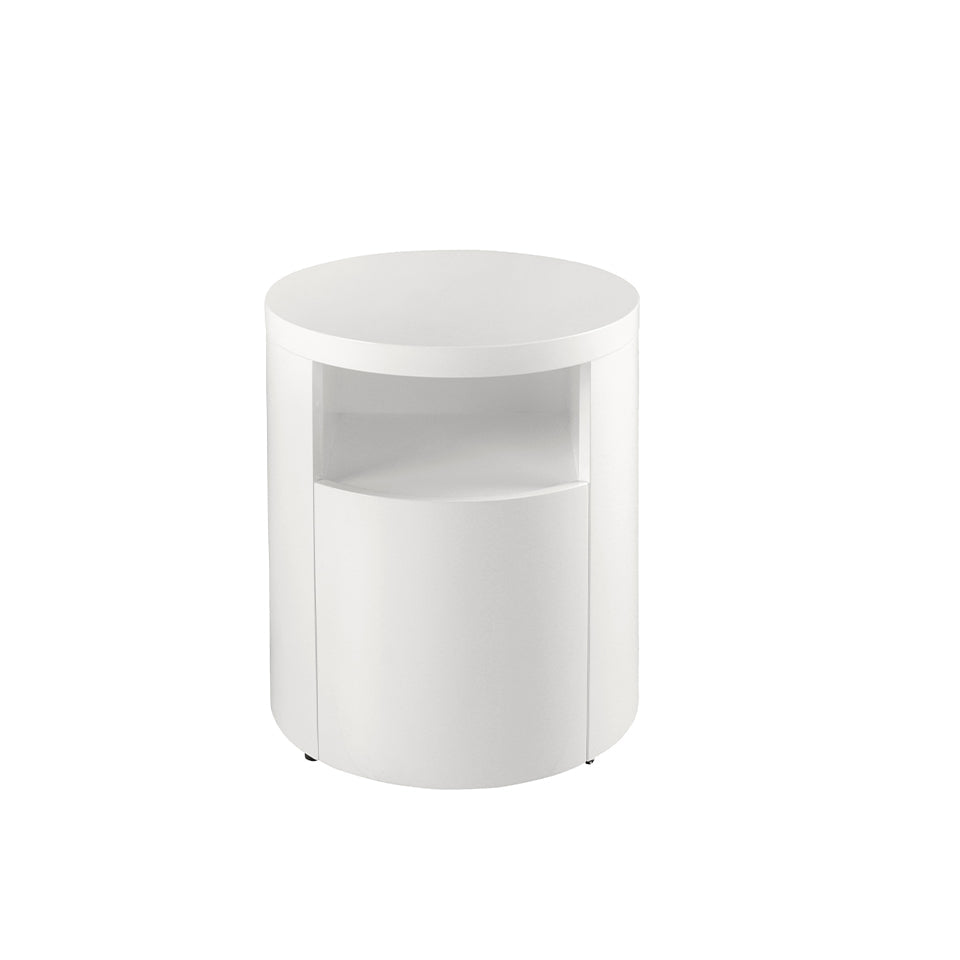 Noptiera Rotunda Alba cu Sertar Soft-Close Angel Cerda