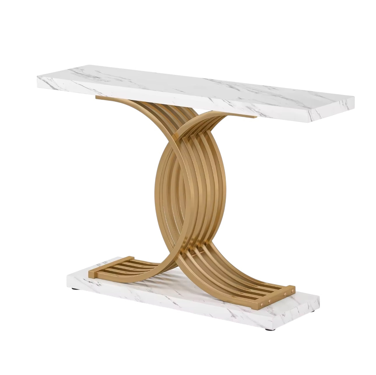 Consola Alba cu Aspect de Marmura 100 cm Castela