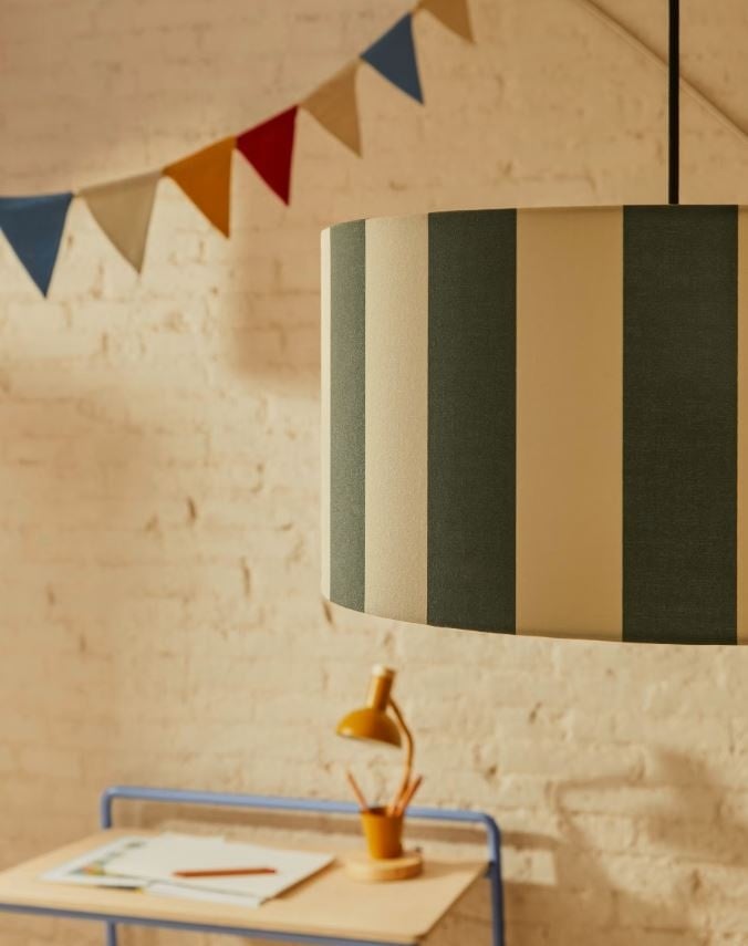 Abajur alb/albastru din textil Ciral Kave Home