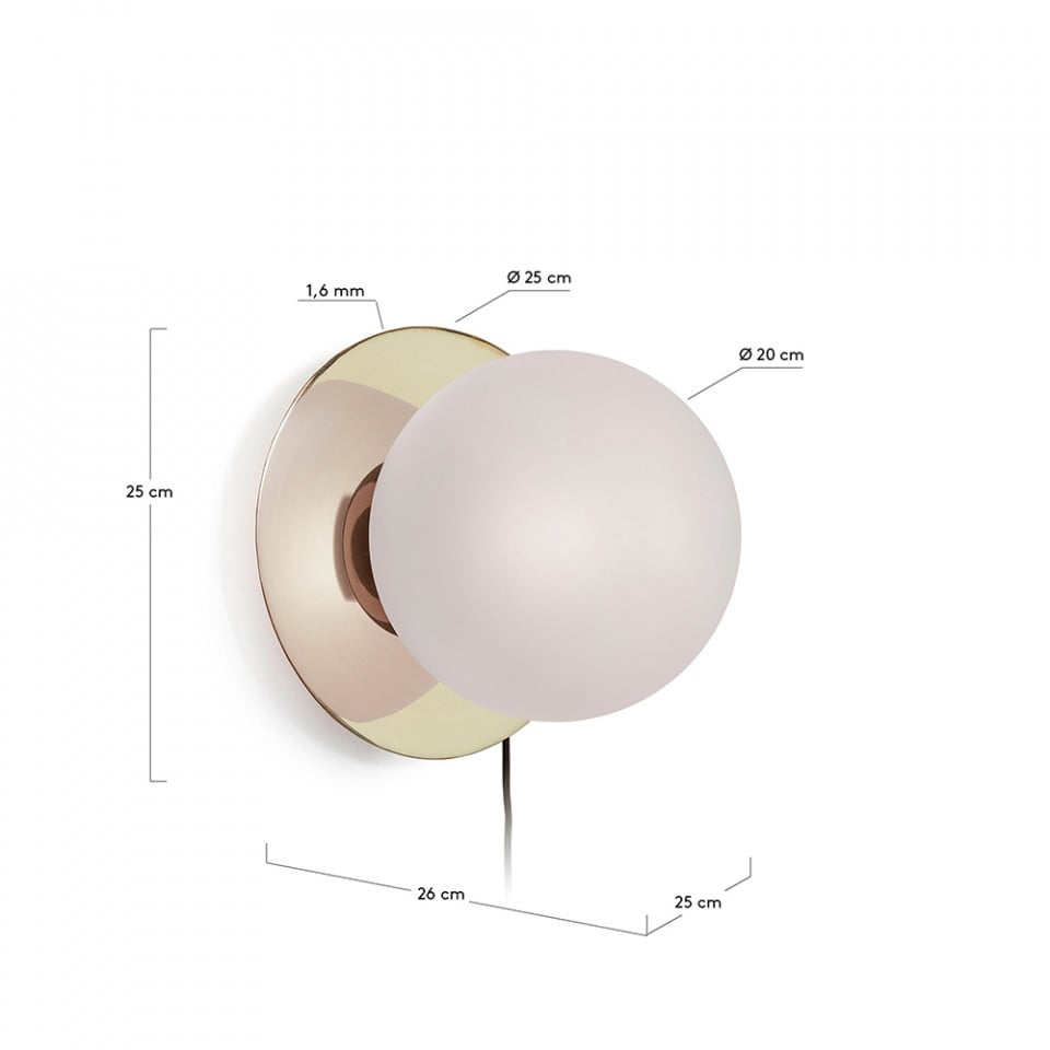 Aplica alba aurie din metal Manz Kave Home