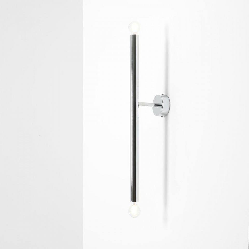 Aplica argintie din metal cu 2 becuri Tubo Aldex