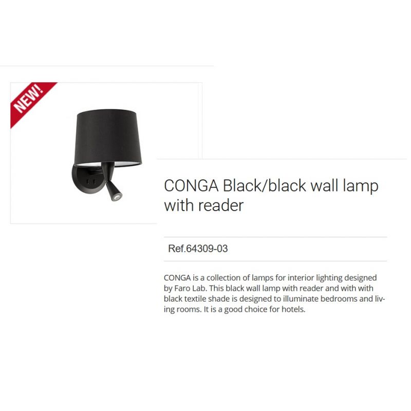 Aplica cu reader LED eleganta design modern CONGA neagra