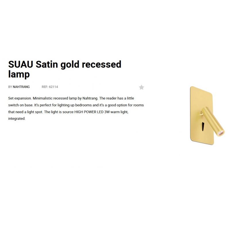 Aplica cu reader LED incastrabila stil minimalist SUAU auriu satin