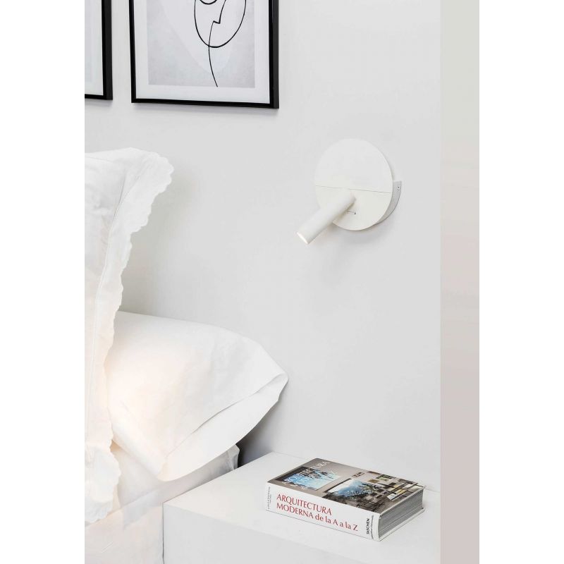 Aplica cu reader LED minimalista cu USB charger DUAS White
