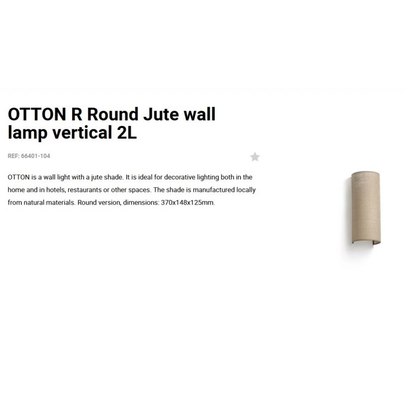 Aplica de perete ambientala design natural OTTON R Round 2L iuta