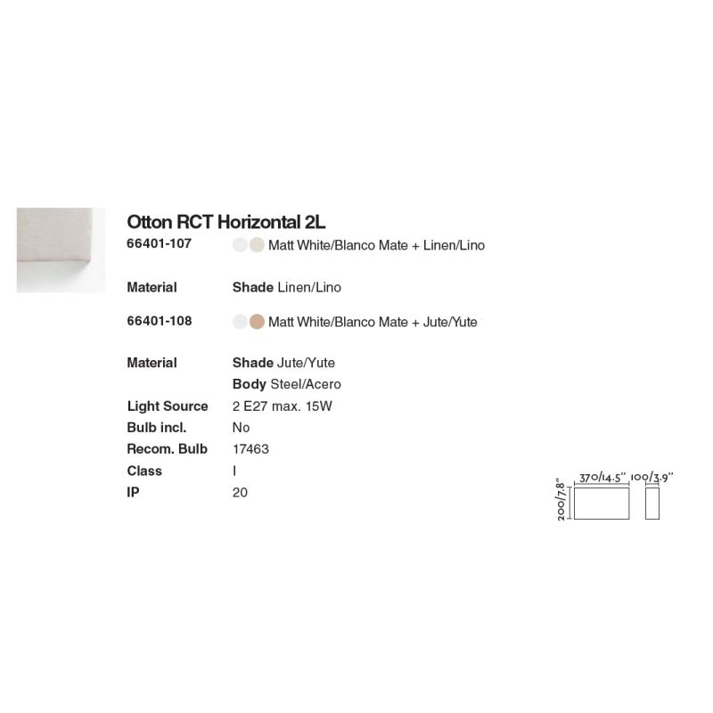 Aplica de perete ambientala design natural OTTON RCT iuta 2L