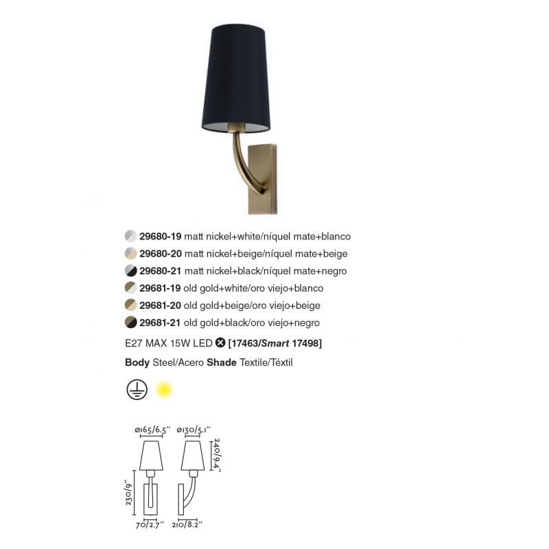 Aplica de perete eleganta design clasic REM nickel/bej