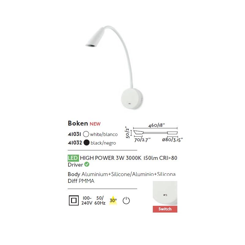 Aplica de perete LED stil modern BOKEN neagra