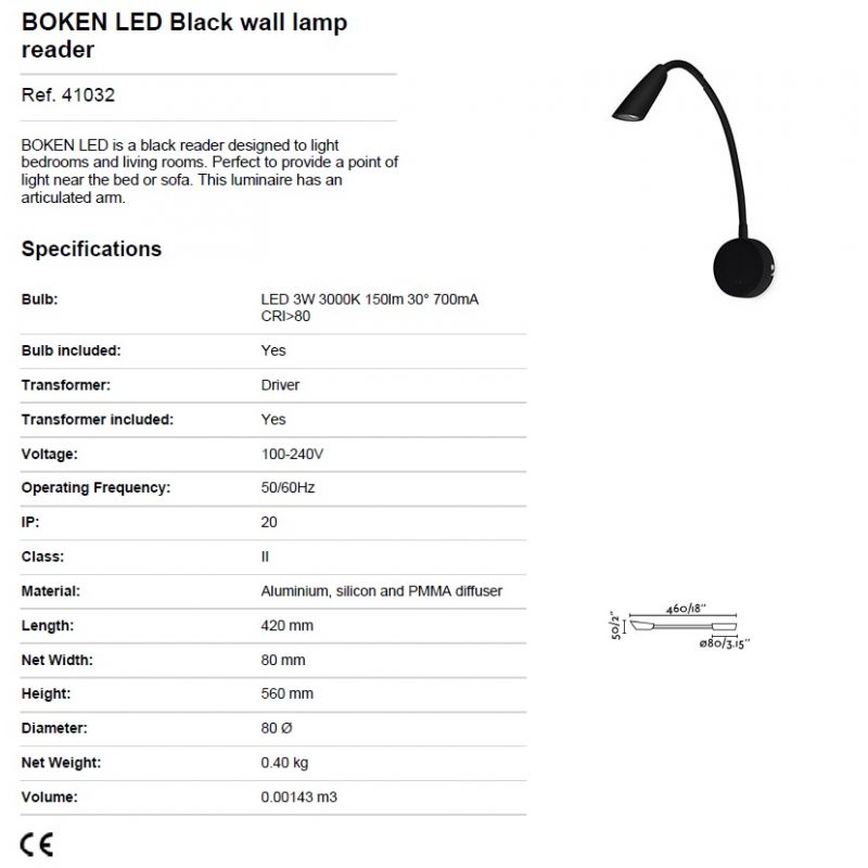 Aplica de perete LED stil modern BOKEN neagra