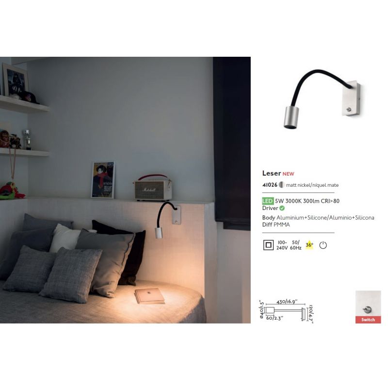 Aplica LED cu reader design modern minimalist LESER