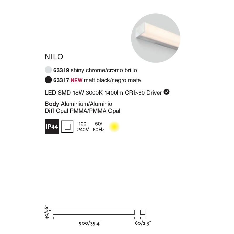 Aplica LED oglinda Baie IP44 stil modern liniar NILO-2 neagra