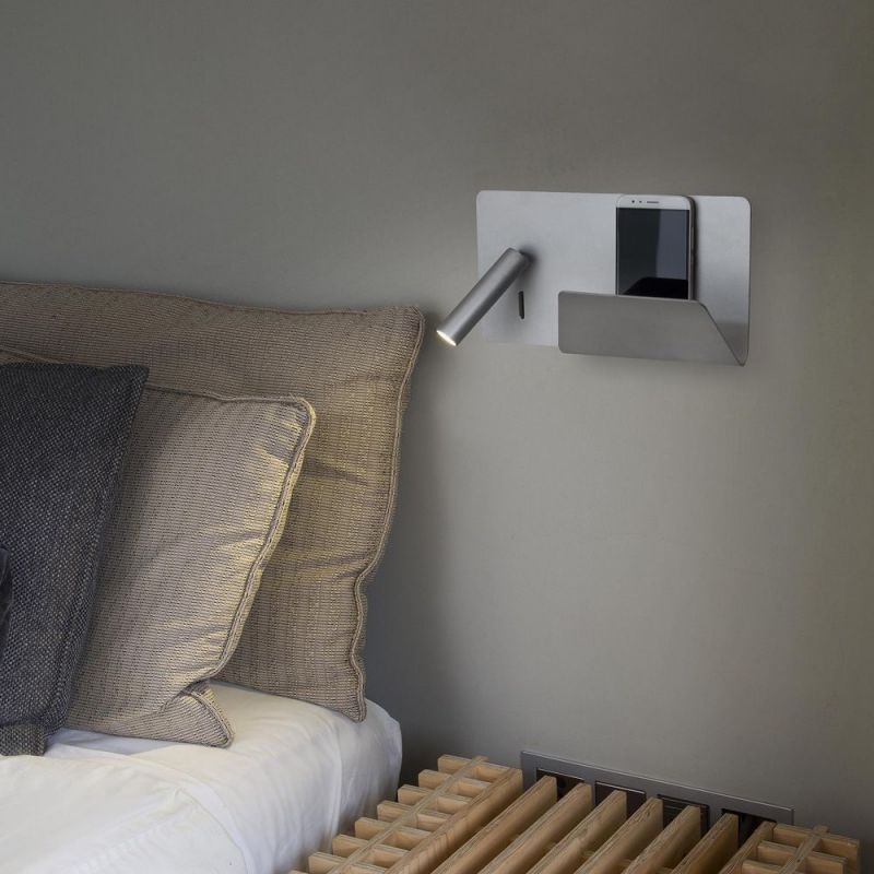 Aplica LED ultra moderna SUAU USB gri dormitor dreapta