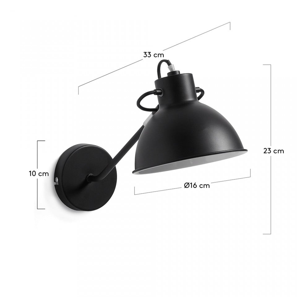 Aplica neagra din metal Offelis Kave Home
