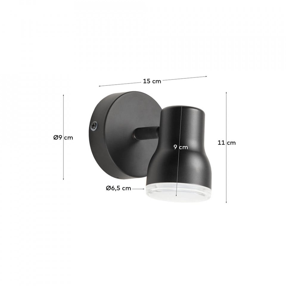Aplica neagra din metal Tehila Kave Home