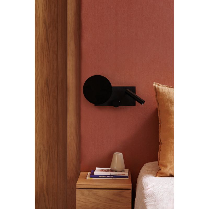Aplica perete ambientala cu reader LED KLEE negru dreapta