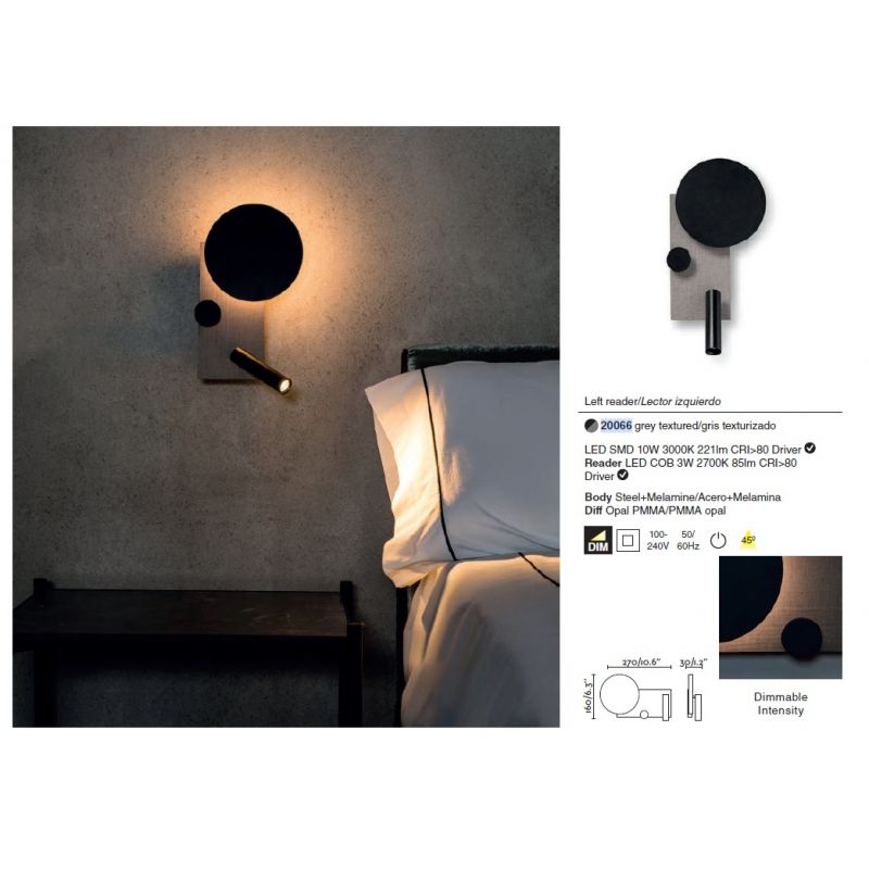 Aplica perete ambientala cu reader LED KLEE stanga