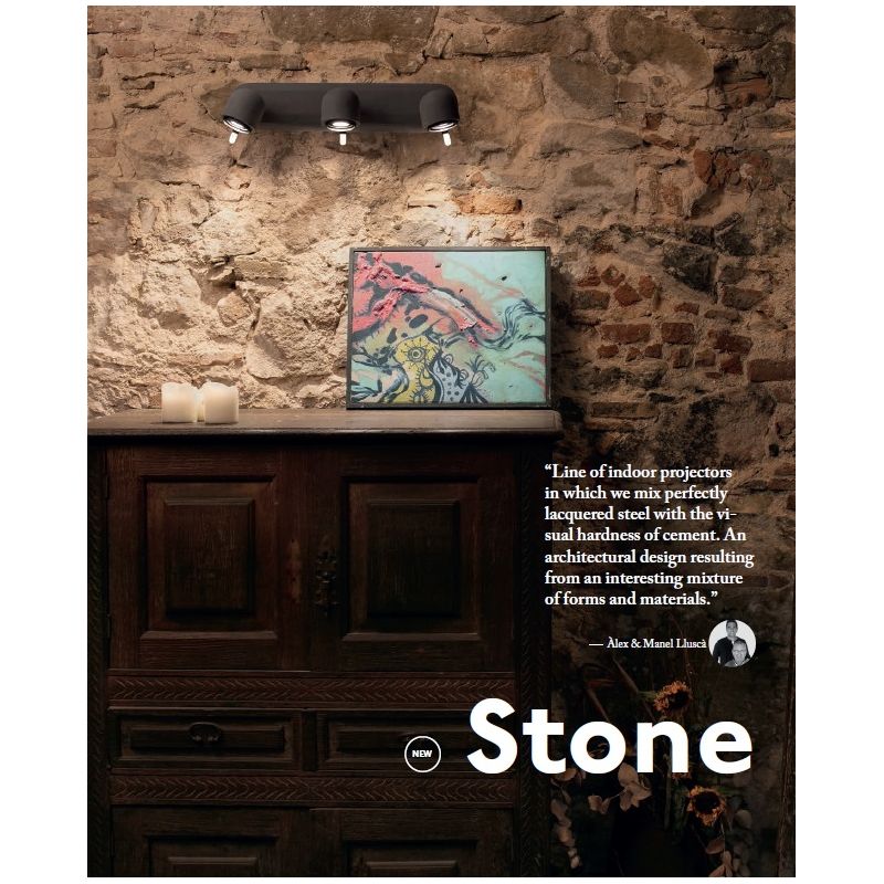Aplica perete cu 3 spoturi STONE-3 gri
