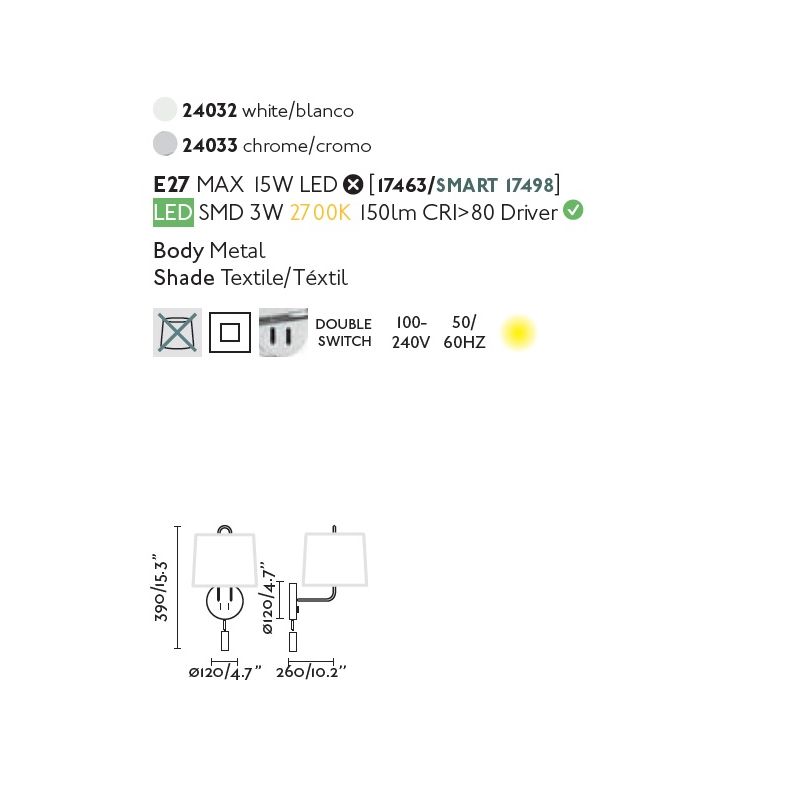 Aplica perete cu reader LED moderna design elegant MONTREAL alba