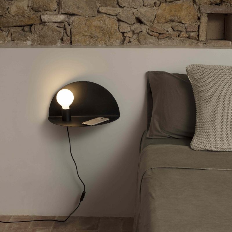 Aplica perete moderna cu raft NIT neagra stanga