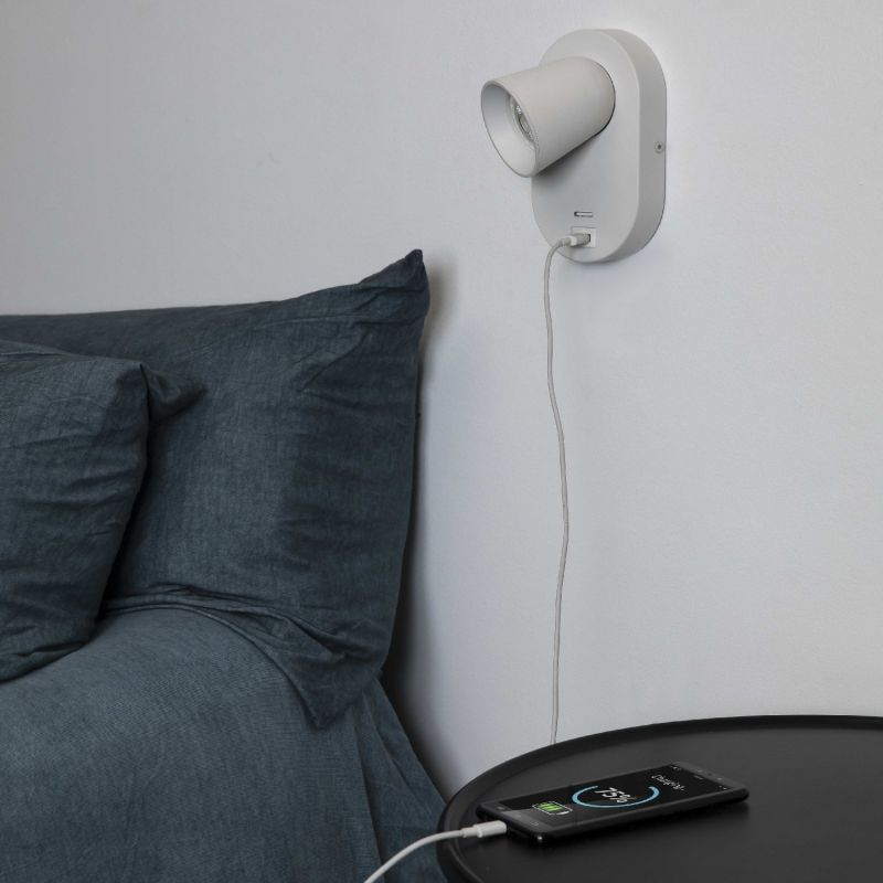Aplica perete moderna cu USB charger CORB alba