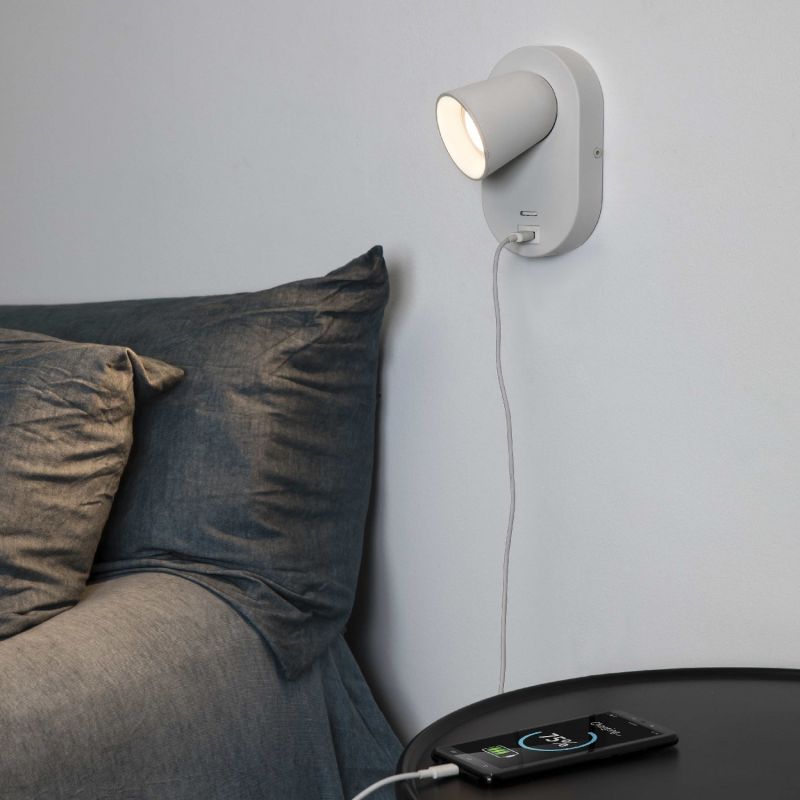Aplica perete moderna cu USB charger CORB alba