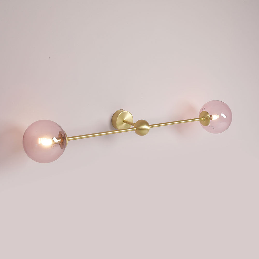 Aplica roz/maro alama din sticla cu 2 becuri Pearl Long Aldex