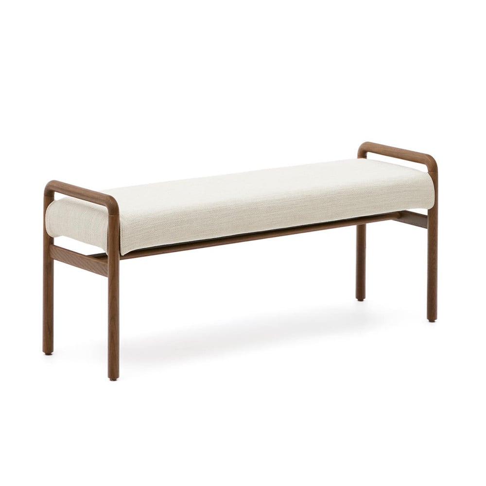 Bancheta exterior crem/maro inchis din lemn 120 cm Macaret Kave Home