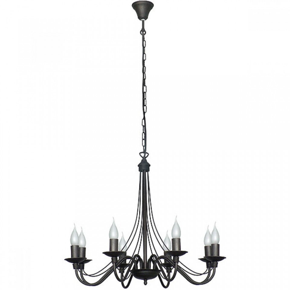 Candelabru negru din metal cu 8 becuri Roza Aldex