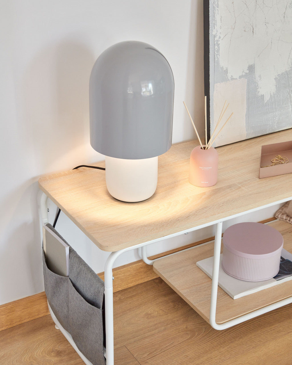 Comoda TV alba/maro din metal 110 cm Yamina Kave Home
