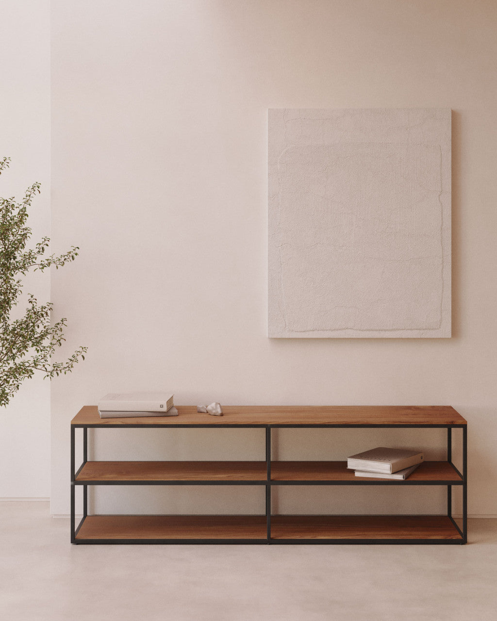 Comoda TV alba/maro din metal 160 cm Yoana Kave Home