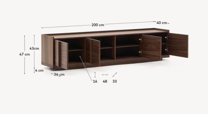Comoda TV maro din lemn 200 cm Onix Kave Home