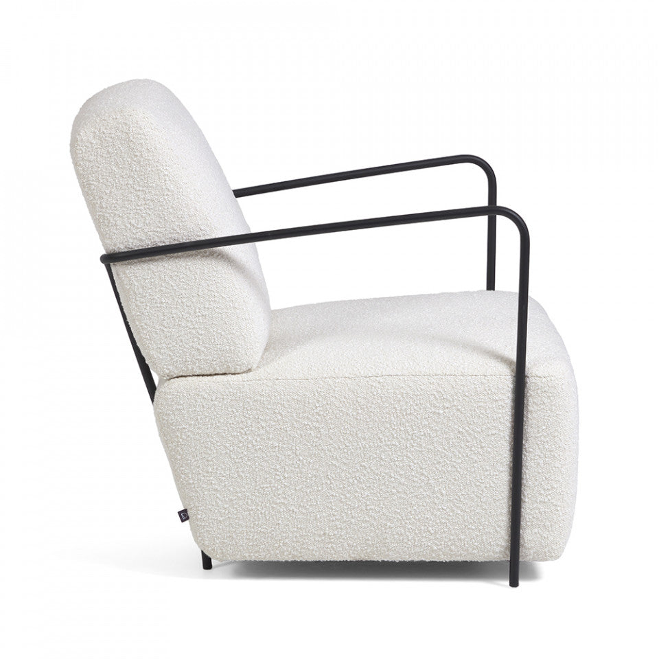 Fotoliu alb din textil Gamer Kave Home