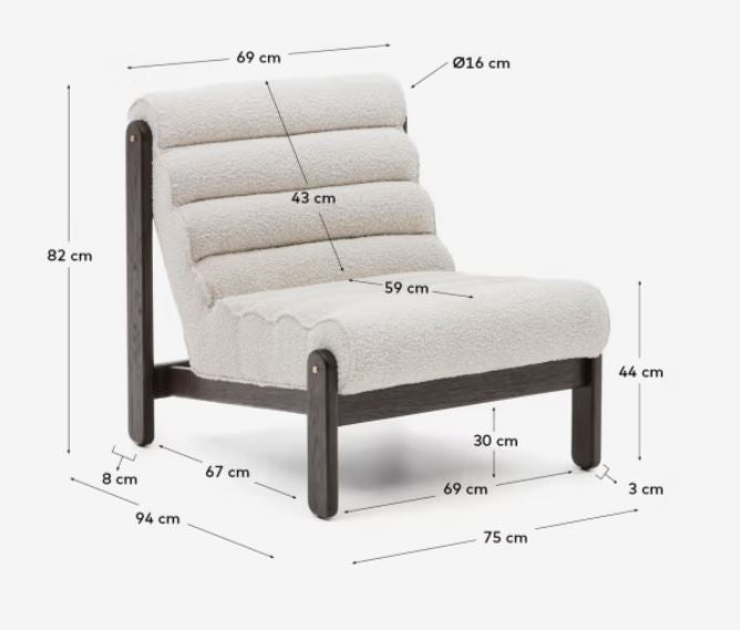 Fotoliu alb din textil Magira Shearling Kave Home