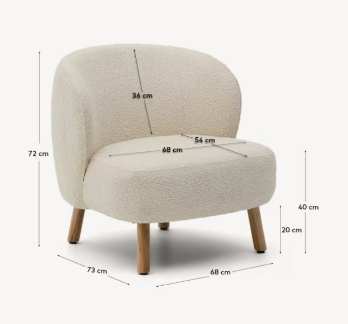 Fotoliu alb din textil Ulit Boucle Kave Home
