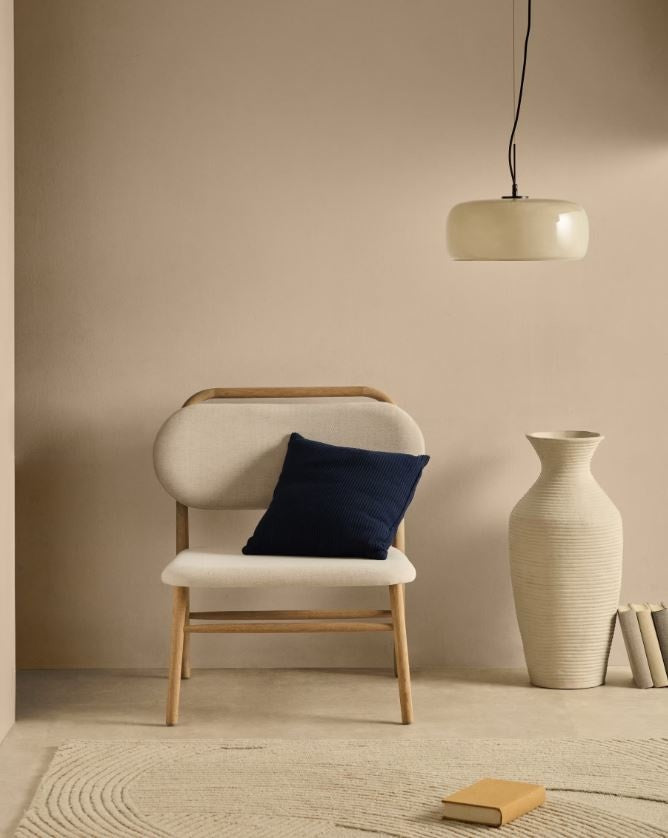 Fotoliu bej din textil Helda Kave Home