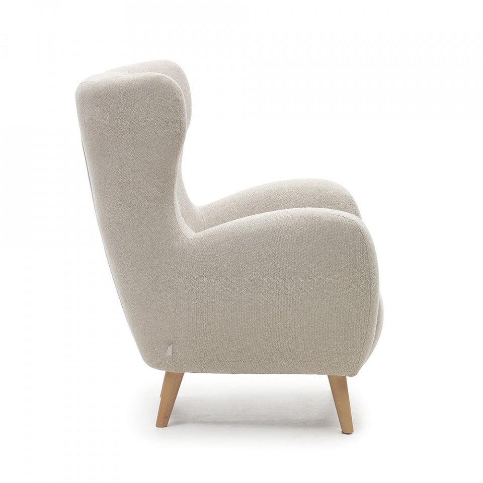 Fotoliu bej din textil Patio Kave Home