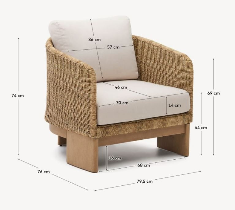 Fotoliu crem/maro din textil Xoriguer Kave Home